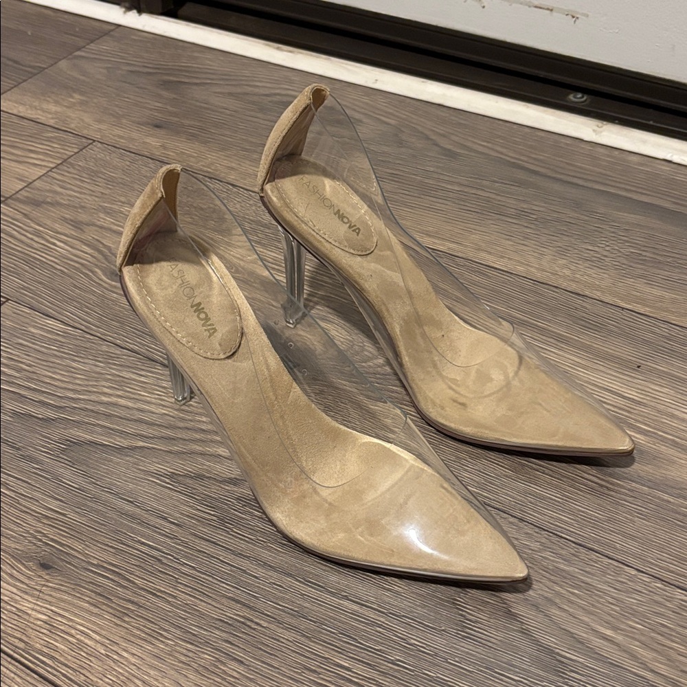 Fashion Nova Clear Pointed Toe Heels 8.5 Stilettos